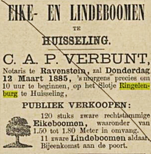 Huisseling.nl; Publieke verkoop van bomen op De Ringelenburg (Bron: Delpher).